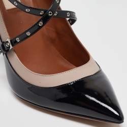 Valentino Black/Dusty Pink Leather and Patent Love Latch Pumps Size 40.5