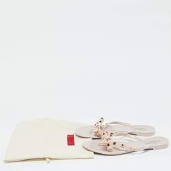 Pre Owned Valentino Water Pink Rubber Bow Detail Rockstud Flip Flops Size 38