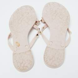 Pre Owned Valentino Water Pink Rubber Bow Detail Rockstud Flip Flops Size 38
