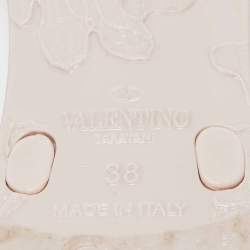 Pre Owned Valentino Water Pink Rubber Bow Detail Rockstud Flip Flops Size 38