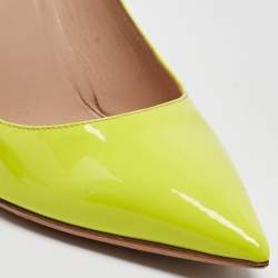 Pre Owned Valentino Neon Yellow Patent Leather One Rockstud Pumps Size 38.5