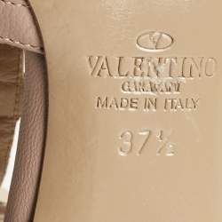 Pre Owned Valentino Beige Patent and Leather Rockstud Pumps Size 37.5