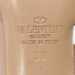 Pre Owned Valentino Black/Dusty Pink Leather Rockstud Ankle Strap Pumps Size 36