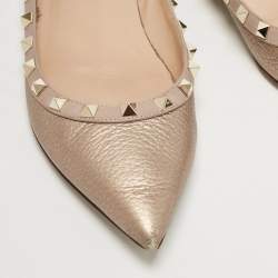 Valentino Metallic Leather Rockstud Ballet Flats Size 39