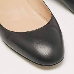 Pre Owned Valentino Black Leather Tango Ankle Strap Flats Size 40
