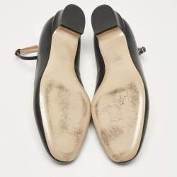 Pre Owned Valentino Black Leather Tango Ankle Strap Flats Size 40