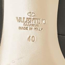 Pre Owned Valentino Black Leather Tango Ankle Strap Flats Size 40