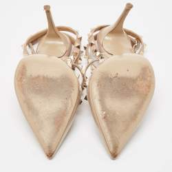 Pre Owned Valentino Beige Patent and Leather Rockstud Pumps Size 39