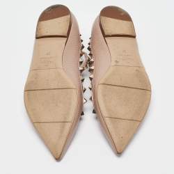Pre Owned Valentino Beige Leather Rockstud Ballet Flats Size 37
