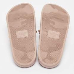 Pre Owned Valentino Beige Rubber Rockstud Flat Slides Size 38