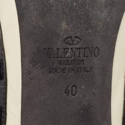 Pre Owned Valentino White Leather Rockstud Ankle Wrap Pumps Size 40