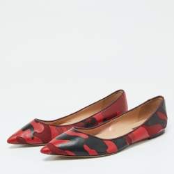 Valentino Bicolor Camouflage Canvas and Leather Ballet Flats Size 40