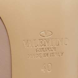 Pre Owned Valentino Pink Leather Rockstud Ankle Strap Pumps Size 40