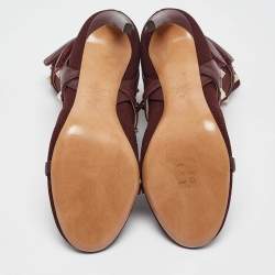 Pre Owned Valentino Burgundy Rockstud Ankle Length Boots Size 39