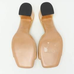 Pre Owned Valentino Gold Leather One Stud Slide Sandals Size 36.5