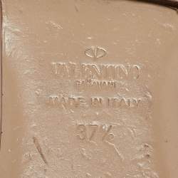 Pre Owned Valentino Beige Leather Rockstud Ballet Flats Size 37.5