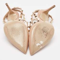 Pre Owned Valentino Pink Leather Rockstud Ankle Strap Pumps Size 37