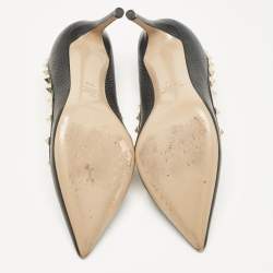 Pre Owned Valentino Black Leather Rockstud Pumps Size 37.5