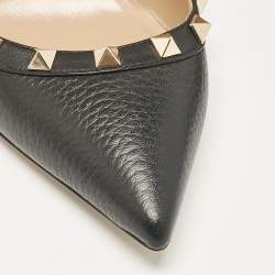 Pre Owned Valentino Black Leather Rockstud Pumps Size 37.5