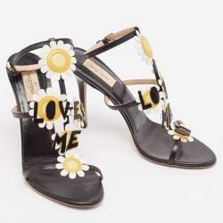 Valentino Black Leather Ankle Strap Sandals Size 39