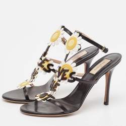 Valentino Black Leather Ankle Strap Sandals Size 39