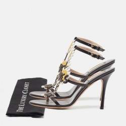 Valentino Black Leather Ankle Strap Sandals Size 39