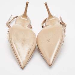 Pre Owned Valentino Dusty Pink Patent Leather Rockstud Slingback Pumps Size 40