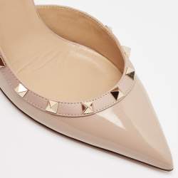 Pre Owned Valentino Dusty Pink Patent Leather Rockstud Slingback Pumps Size 40