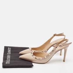 Pre Owned Valentino Dusty Pink Patent Leather Rockstud Slingback Pumps Size 40