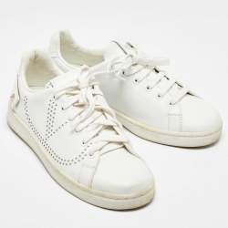 Valentino White Leather and Feather Backnet Sneakers Size 35.5