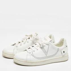 Valentino White Leather and Feather Backnet Sneakers Size 35.5