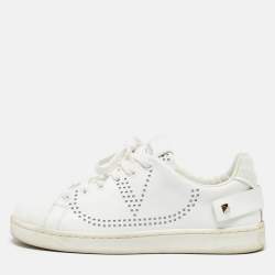 Valentino White Leather and Feather Backnet Sneakers Size 35.5