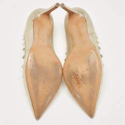 Pre Owned Valentino Gold Leather Rockstud Pumps Size 38