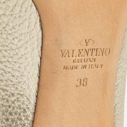 Pre Owned Valentino Gold Leather Rockstud Pumps Size 38