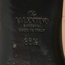 Pre Owned Valentino Beige Leather Roman Stud Flat Slides Size 35.5