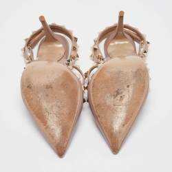 Pre Owned Valentino Dusty Pink Leather Rockstud Ankle Strap Pumps Size 37