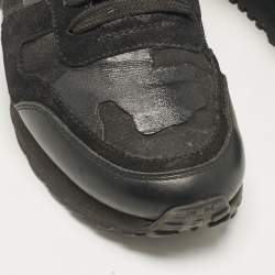 Valentino Black Leather and Suede Rockrunner Low Top Sneakers Size 36