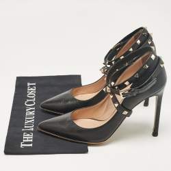 Valentino Black Leather Rockstud Wrap Pumps Size 40