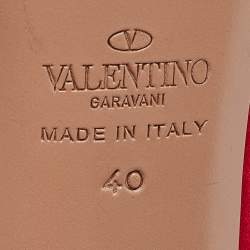 Pre Owned Valentino Red Satin Bow Peep Toe Slingback Pumps Size 40