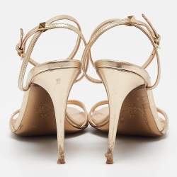 Valentino Gold Leather Ankle Strap Sandals Size 37