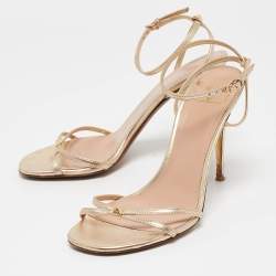 Valentino Gold Leather Ankle Strap Sandals Size 37