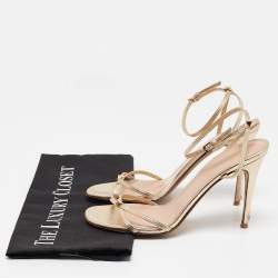 Valentino Gold Leather Ankle Strap Sandals Size 37