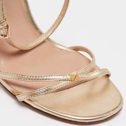 Valentino Gold Leather Ankle Strap Sandals Size 37