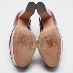 Pre Owned Valentino Burgundy Patent Leather Tango Block Heel Pumps Size 38