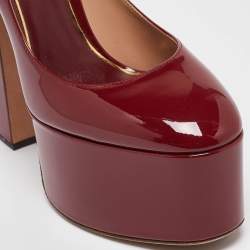 Pre Owned Valentino Burgundy Patent Leather Tango Block Heel Pumps Size 38