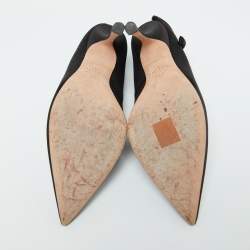 Pre Owned Valentino Black Satin Nite-Out Pointed Toe Pumps Size 38