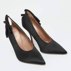 Pre Owned Valentino Black Satin Nite-Out Pointed Toe Pumps Size 38