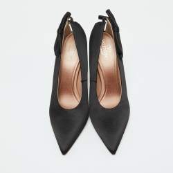 Pre Owned Valentino Black Satin Nite-Out Pointed Toe Pumps Size 38