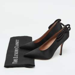 Pre Owned Valentino Black Satin Nite-Out Pointed Toe Pumps Size 38