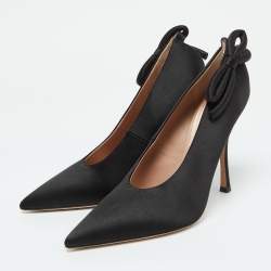 Pre Owned Valentino Black Satin Nite-Out Pointed Toe Pumps Size 38